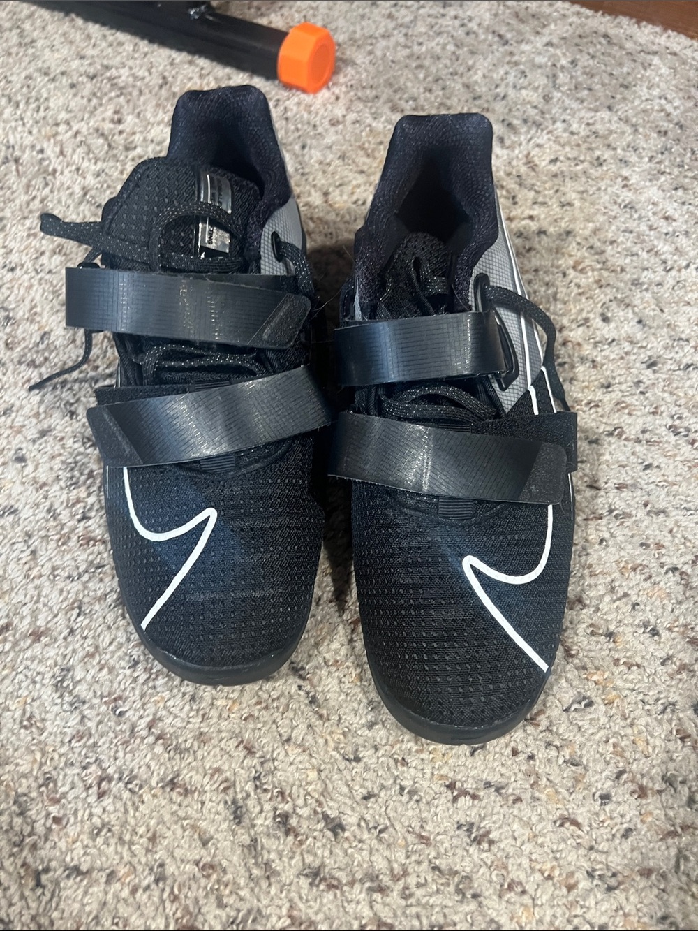 Nike Romaleos 4 Lifting Black Athletic Shoes with White Accents
